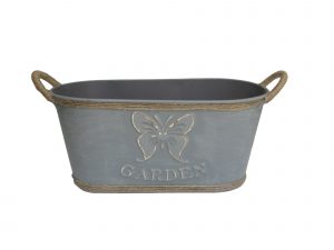 JARDINERA GRIS Y YUTE METAL GRANDE